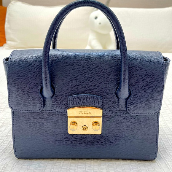 Furla Metropolis satchel Small leather Colour Navy - Picture 1 of 5